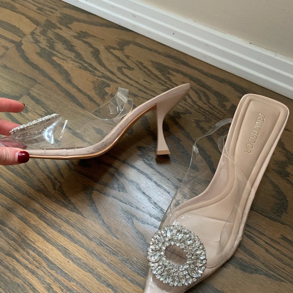 JENN ARDOR Slingback Pumps Pointed Closed Toe Transparent Heels - Picture 9 of 9